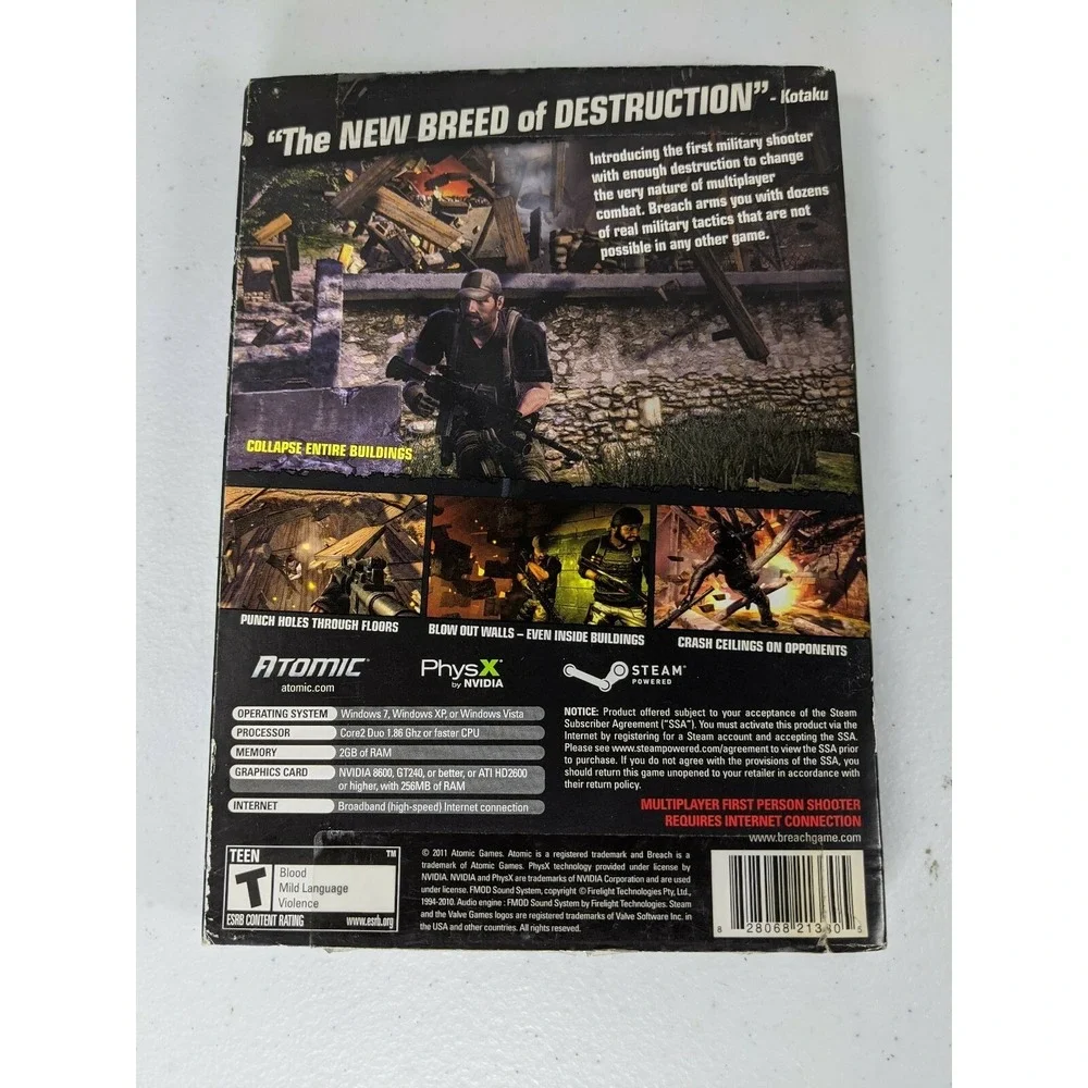 Lot of 2‎ war Games Act of war Direct Action And Breach  PC games